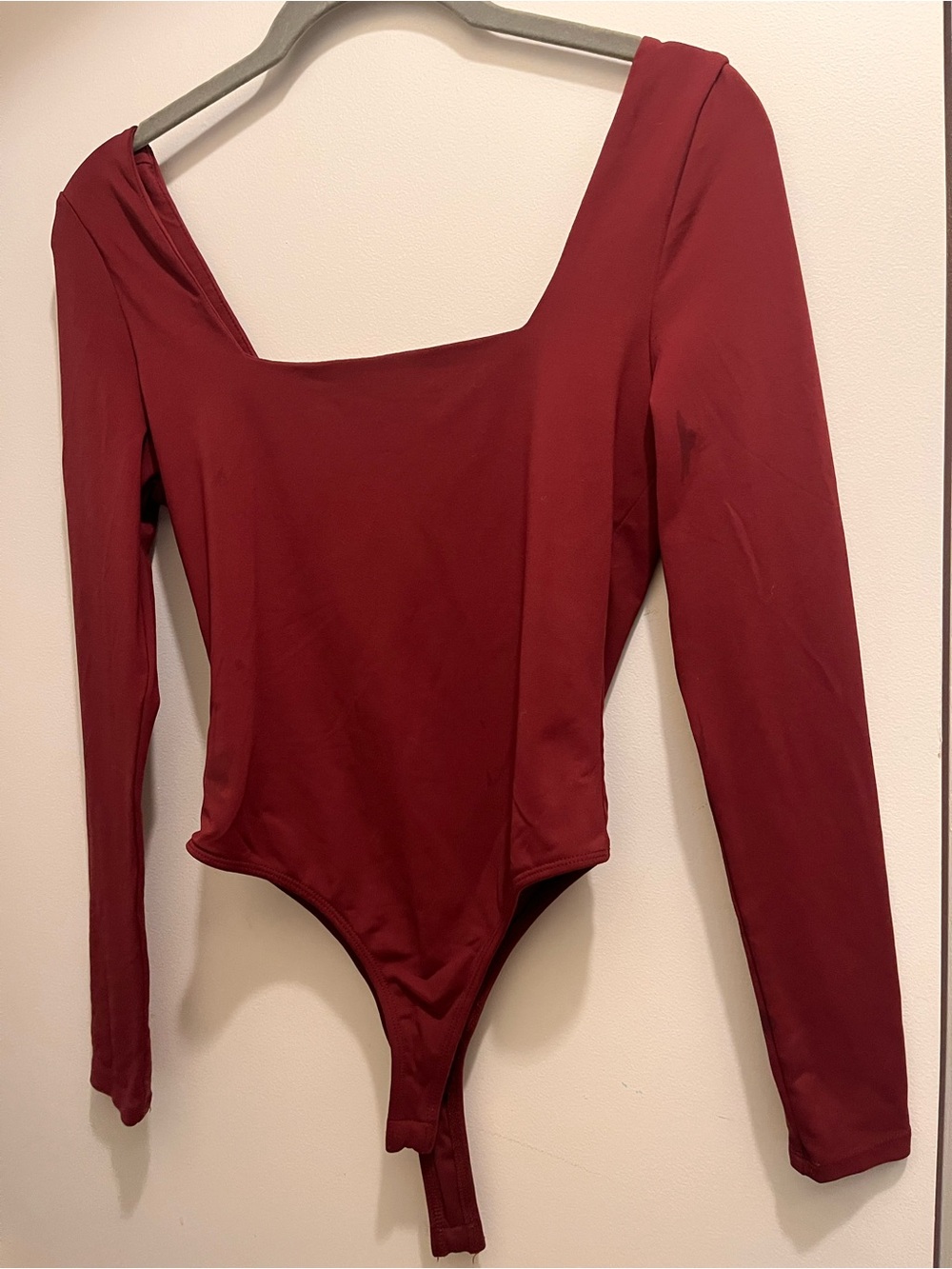 Mi Ami Long Sleeve Square Neck Bodysuit - Burgundy